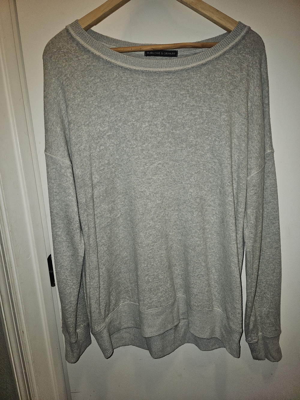 Harlowe & Graham Light Heather Gray Crewneck Sweater